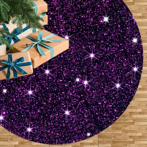 Miniatura 15 de Faldas de árbol moradas de Navidad de 21 pulgadas, faldas de árbol de lentejuelas con purpurina, decoración de tela de terciopelo, falda de árbol