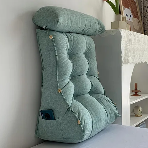 Almohada de lectura con cuello, respaldo de cabecera triangular, cojín de soporte lumbar, almohada de apoyo de espalda para soporte de espalda, Verde