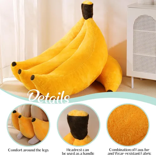 Miniatura 4 de Puf de plátano con otomana, sofá cama de suelo con reposapiés, cómoda tumbona convertible para adolescentes y adultos, sofá de felpa para Amarillo