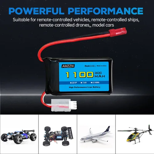 Miniatura 6 de Batería Lipo de 7.4 V 1100 mAh con cargador 2 en 1 para Wltoys A949 A959 A969 A979 K929 RC Car, compatible con la mayoría de camiones RC de relación