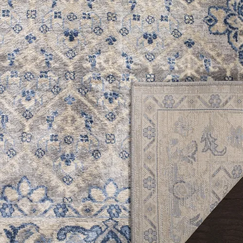 Miniatura 4 de SAFAVIEH Brentwood Collection - Alfombra decorativa de 3 x 5 pies, gris claro y azul, diseño oriental envejecido, no desprende pelusa y de fácil