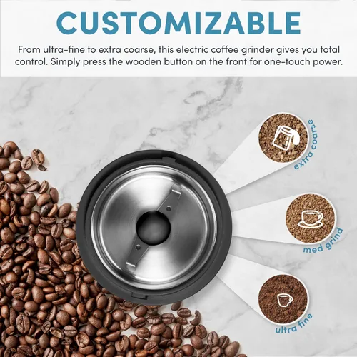 Miniatura 4 de Aroma Housewares - Mini molinillo de café y molinillo eléctrico de hierbas con cuchillas de acero inoxidable 304 y una tapa transparente de primera