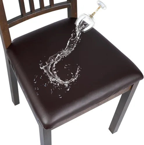 Miniatura 19 de SearchI Fundas impermeables de cuero PU para asientos de sillas de comedor, paquete de 6 fundas elásticas para sillas de comedor, protectores