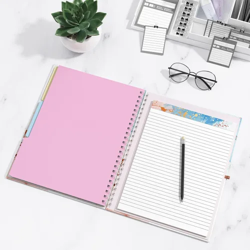 Miniatura 7 de Rimilak Spiral Clipboard Folio with Refillable Lined Notepad, 14.5 x 9.8 In, Hardcover Cover with 5 Interior Pockets, Elastic Band and Pen Loop