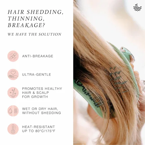 Miniatura 3 de Manta Cepillo de pelo original antiroturas – Cepillo desenredante suave para cabello húmedo y seco, cepillo flexible para todo tipo, cuidado del rosa