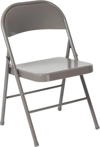 Miniatura 18 de Flash Furniture Paquete de 4 sillas plegables de metal gris con doble refuerzo de la serie HERCULES