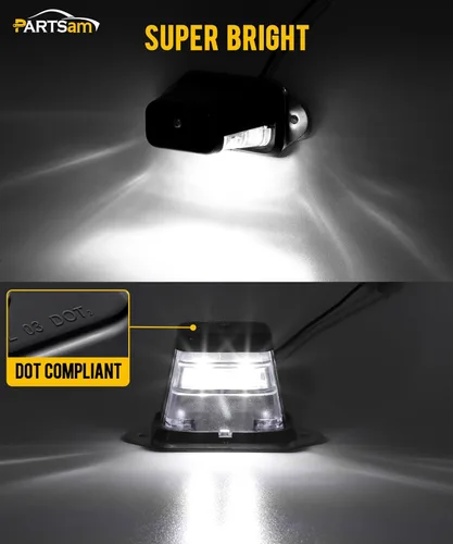 Miniatura 3 de Partsam Luz de matrícula LED impermeable de 12V CC con luz para placa de licencia, soporte con orificio de drenaje, carcasa de ABS, lente de PC
