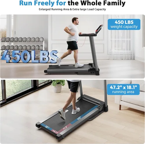 Miniatura 2 de CIIHI Treadmill with Auto Incline - 450 LBS Capacity 15% Auto Incline Treadmill for Home, 0.5-10 MPH Foldable Running Machine with 47.2”x18.1” Belt