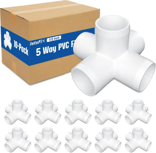 Miniatura 18 de Accesorios de PVC de 1-1/4 pulgadas, 5 vías (paquete de 4), conector de tubería de PVC de grado de muebles de 1-1/4 pulgadas, codo de PVC de 1-1/4