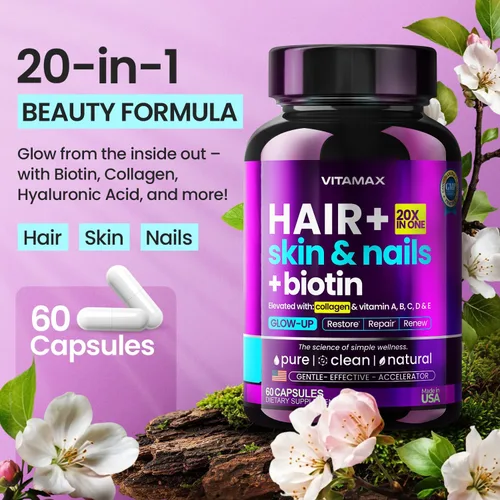 Miniatura 6 de Biotina Colágeno Potenciador de queratina con ácido hialurónico – Suplemento para el crecimiento del cabello más grueso, piel saludable y uñas