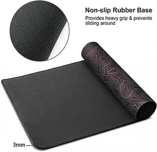 Miniatura 4 de AQQA Alfombrilla grande para mouse (35 x 17 pulgadas), extendida XXXL con base de goma antideslizante, líneas de mapa topográfico de fondo, contorno