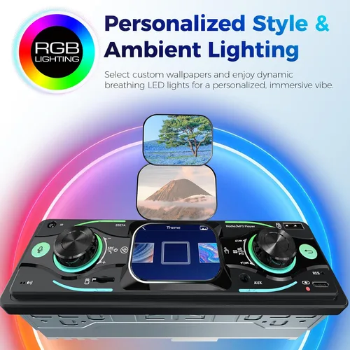 Miniatura 7 de Estéreo de coche DIN sencillo con pantalla táctil, audio Bluetooth, receptor de radio para coche, entrada dual MP3/USB/SD/AUX, carga rápida