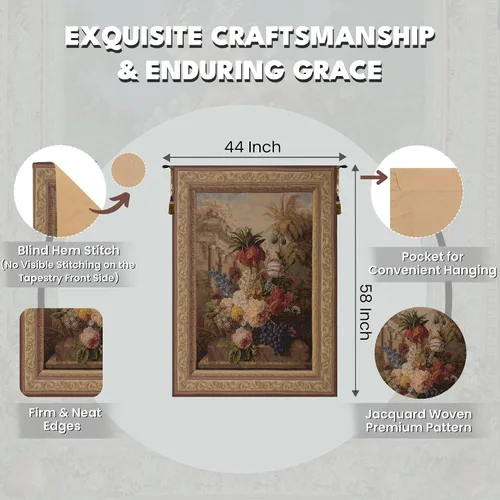 Miniatura 2 de Charlotte Home Furnishings Inc. Bouquet Exotique - Tapiz francés para colgar en la pared, 58 x 44 pulgadas, mezcla de algodón y poliéster, arte