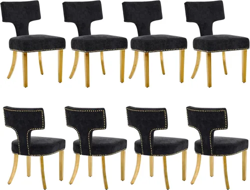 Miniatura 12 de Juego de 2 sillas de comedor modernas de mediados de siglo, sillas de comedor tapizadas en tela de chenilla con respaldo curvado y ribete