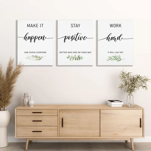 Miniatura 2 de KEUSPI Lienzo decorativo con frases inspiradoras motivacionales para la oficina y el lugar de trabajo, juego de 3, 14 x 11 pulgadas, regalos