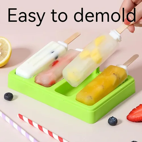 Miniatura 2 de Juego de 4 moldes para hacer paletas de helados, moldes para hacer helados, accesorios de cocina, fácil liberación, leche materna, reutilizable, sin