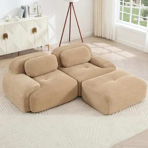 Miniatura 36 de Juego de sofás seccionales sin hueso de 117 pulgadas para sala de estar, modular en forma de L y sofá de 3 plazas con asiento profundo, almohadas