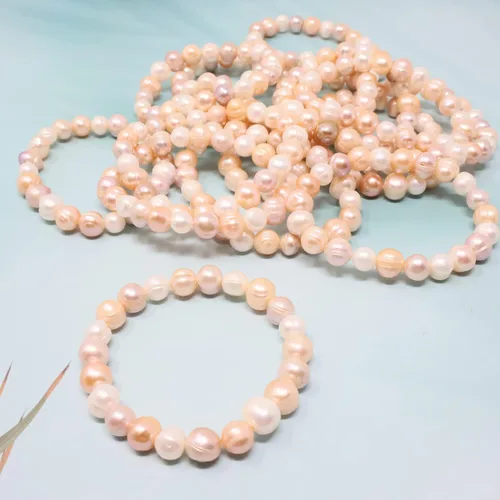 Miniatura 7 de Honbay Pulsera elástica simple con perlas de agua dulce para niñas y mujeres