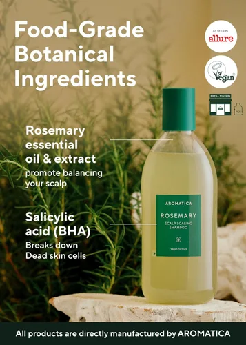 Miniatura 3 de AROMATICA Champú Exfoliante para el Cuero Cabelludo de Romero (2 paquetes) – Cuidado del cabello coreano para cabello con pérdida y adelgazamiento