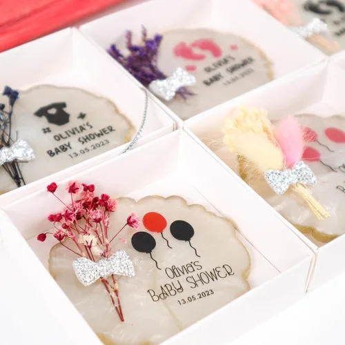 Miniatura 7 de HTF - Paquete de 5 imanes personalizados de resina epoxi para baby shower, regalos para baby shower, regalos de baby shower, revelación de género