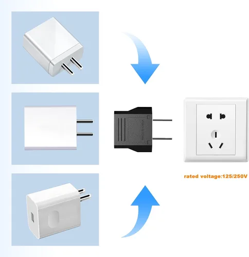 Miniatura 3 de Adaptador de enchufe de Europa a Estados Unidos, paquete de 8 adaptadores de enchufe de alimentación de viaje, salida tipo A, europeo a
