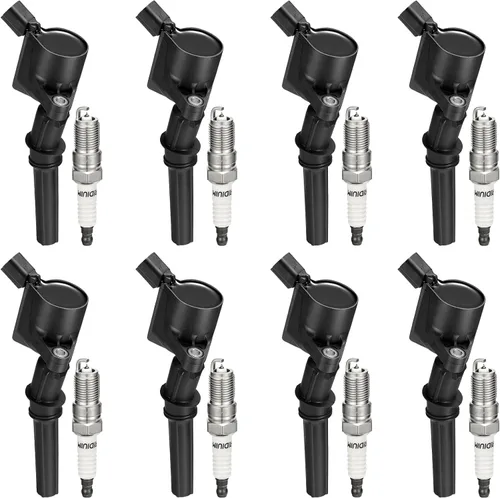 Miniatura 25 de BDFHYK Paquete de bobina de encendido y bujías de iridio compatibles con Audi Volkswagen 2.0L L4 4.2L V8 para UF575 PFR7S8EG, juegos de 4