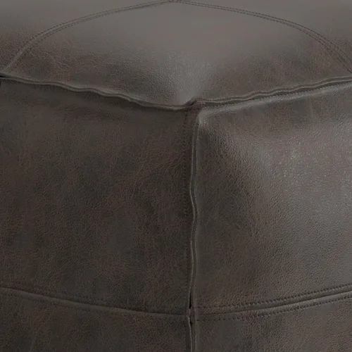 Miniatura 6 de SIMPLIHOME Sheffield - Puf cuadrado de 18 pulgadas de ancho x 14 pulgadas de alto de cuero genuino en marrón oscuro envejecido, reposapiés