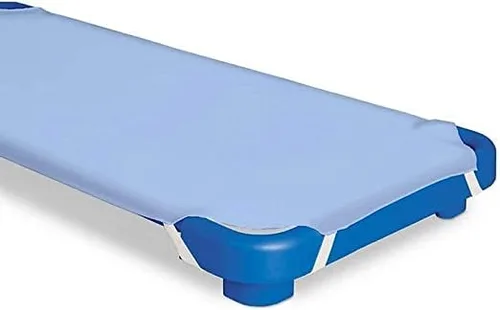 Miniatura 3 de Sábanas para cuna de preescolar para guardería, preescolar y esquinas con lazos elásticos para cuna, sábana bajera ajustable para cuna, sábana Azul