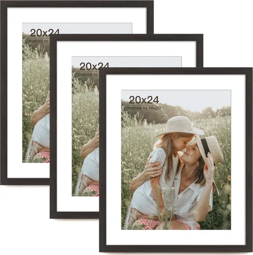 Miniatura 18 de Momentworth Portarretratos de 4 x 6 pulgadas con paspartú para 3.5 x 5 pulgadas, marcos de fotos con grano de madera negra envejecida para pared