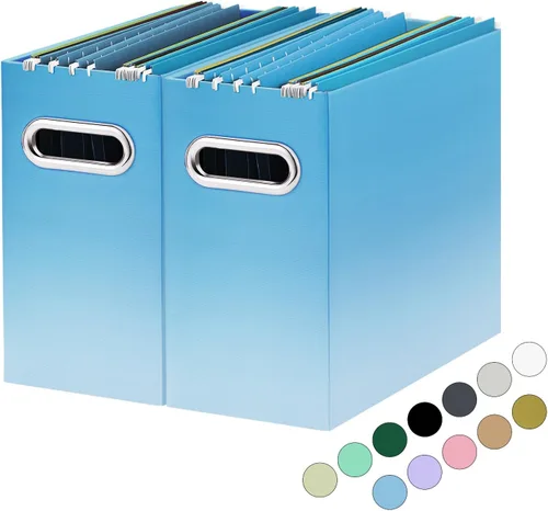 Miniatura 20 de Oterri Caja organizadora de archivos de cartón para colgar carpetas de archivos, tamaño carta, caja de archivos para escritorio de computadora