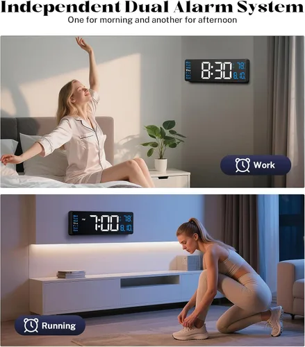 Miniatura 5 de Relojes Digitales de Pared, Pantalla Grande de 16 Pulgadas, Reloj Digital para Aula con Control Remoto, Fecha, Semana, Alarma, Temperatura, Luz