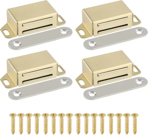 Miniatura 15 de Alise Cat005G-4P - Cerradura magnética para gabinete, cierre de puerta con fuerte magnético para gabinetes, puertas de armario doradas, cerraduras