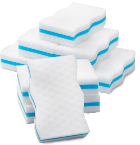 Miniatura 2 de Paquete de 20 esponjas mágicas de limpieza con forma de onda extra duraderas de tres capas, espuma de melamina multifuncional para cocina, baño