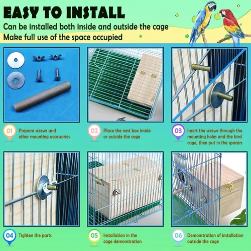 Miniatura 7 de kathson Caja nido de periquitos, casa de anidación de periquitos, cría de cacatúas, loros, caja de apareamiento para pájaros tortolitos pequeños