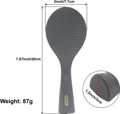 Miniatura 5 de Hitefu Cuchara de arroz antiadherente, cuchara de arroz de pie de silicona, espátula profesional para servidor de papas resistente al calor