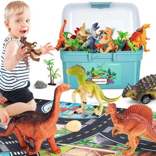 Kiddiworld Juguetes de Dinosaurio para Regalos de Niños de 3 4 5 Años, Juguetes de Dinosaurios para Niños 3-5-7, Figuras de Dino Tapete de Juego de