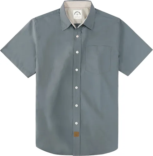 Miniatura 30 de Dubinik® Camisas de manga corta con botones para hombre, 100% algodón, a cuadros, camisas casuales con bolsillo