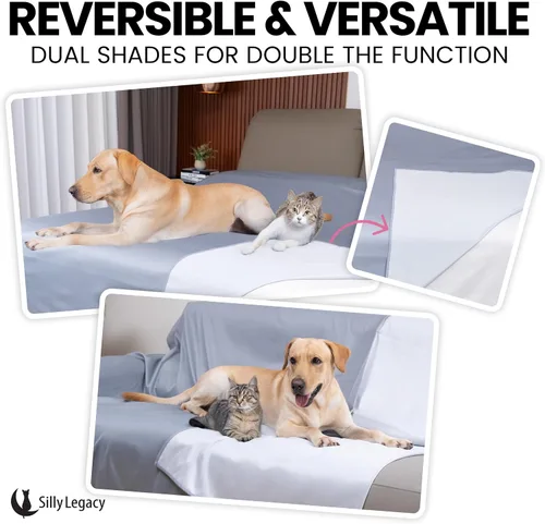 Miniatura 2 de Funda de Cama Protectora Impermeable Delgada Reversible (Tamaño King, 100 x 96 pulgadas), para Mascotas, Bebés; Incontinencia, Suciedad, Baba Gris