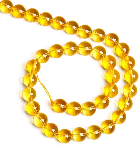 Miniatura 5 de 60 Cuentas de 15⁄64 Pulgadas (6 mm) de Piedra Natural de Citrino Limpio de Grado 3A en Bruto para Hacer Joyería, Pulseras DIY