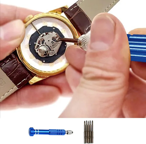 Miniatura 5 de Kit de reparación profesional de relojes, abridor de caja trasera de reloj ajustable con juegos de destornilladores de precisión 5 en 1, llave de 3