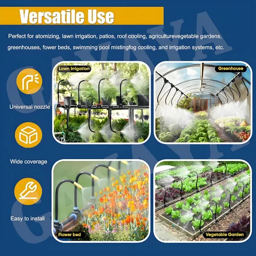 Miniatura 8 de Sistema de riego automático de jardín curvado de 360°, boquillas de nebulización ajustables Boquilla de cobre atomizador, con temporizador