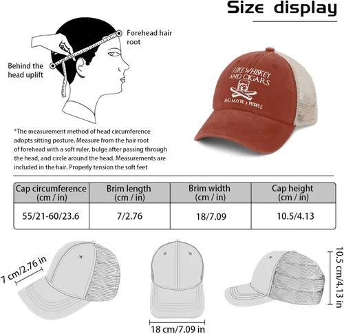Miniatura 180 de Philysonic Funny Hat I Like Whisky and Cigars and Maybe 3 People Sombreros para Hombres Gorras de Béisbol Gorras Ajustables