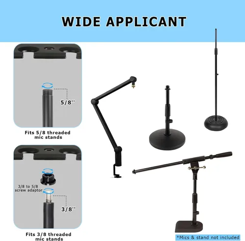 Miniatura 5 de Soporte de micrófono múltiple para soporte de micrófono, organizador de micrófono múltiple y pantalla para micrófonos con cable e inalámbricos