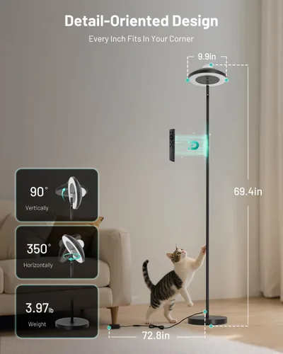 Miniatura 6 de Lámpara de pie LED con proyector de estrellas RGB y control remoto, lámpara de pie que cambia de color continuo de 3000 a 6000 K, lámpara de esquina