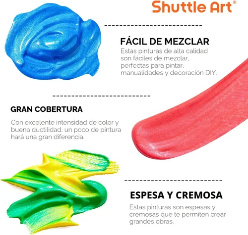 Miniatura 5 de Conjunto de pintura acrílica de cambio de color Shuttle Art, 16 colores camaleón en botellas (60ml/2oz), pintura acrílica no tóxica para artistas
