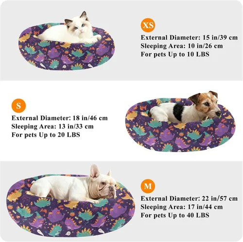 Miniatura 6 de Pet Dog Bed Calming Anti Anxiety Fluffy Cat Cave Bed for Extra Small Size Pets Sleeping S Cute Dinosaur Cartoon Halloween Witch Spiders Web