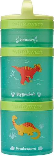 Miniatura 16 de Whiskware - Dinosaurios - Recipientes apilables para aperitivos para niños y niños pequeños, 3 vasos apilables para la escuela y los viajes