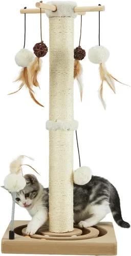 Miniatura 9 de PEEKAB Poste rascador para gatos de alta calidad, rascadores de sisal con juguetes interactivos de seguimiento, rascador vertical para gatos