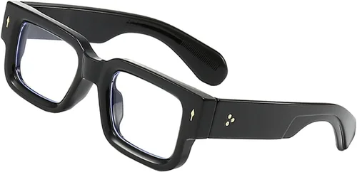 Gafas de marco cuadrado grueso para mujeres y hombres, anteojos rectangulares gruesos, sin receta, lentes de luz azul para computadora