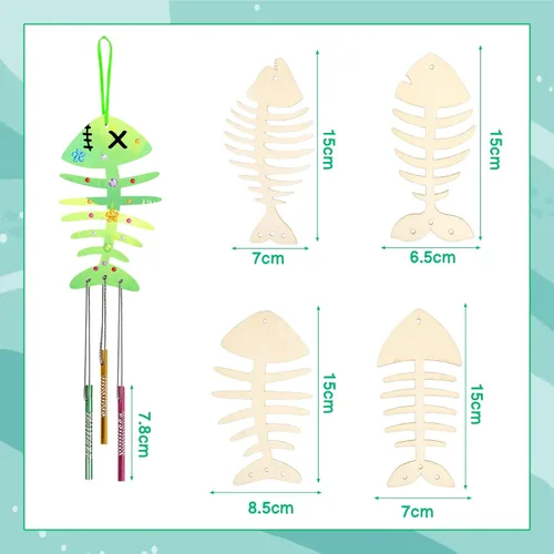 Miniatura 6 de Fennoral Paquete de 12 carillones de viento, manualidades de primavera para niños, artes y manualidades de madera para niñas y niños, haz tus Hueso